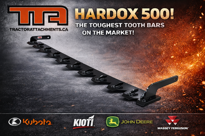HARDOX 500 - THE TOUGHEST TOOTH BARS ON THE MARKET! KUBOTA-KIOTI-JOHN DEERE-MASSEY FERGUSON TRACTORS...