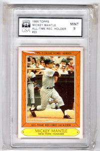 1985 TOPPS MICKEY MANTLE ALL-TIME REC. HOLDER #23 GRADED 9 MINT