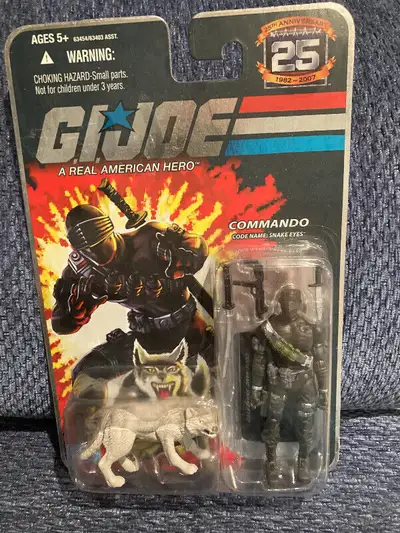 GI JOE 25th Anniversary SNAKE EYES W TIMBER MOC $80.00 GI JOE 25th Anniversary Storm Shadow MOC $80....