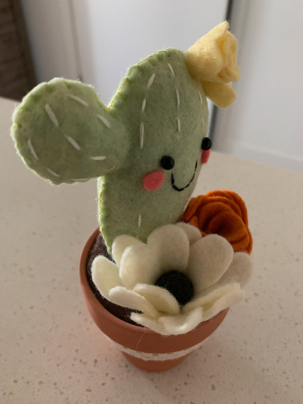 Cactus en feutre dans un mini pot en terre cuite dans Décoration intérieure et accessoires  à Laval/Rive Nord - Image 3