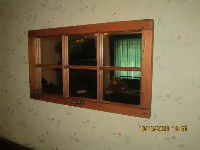 antique pine window mirror, View more