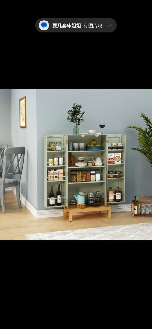 Kitchen Pantry Cabinet with 2-Door Adjustable Shelves and Golden in Hutches & Display Cabinets in Markham / York Region