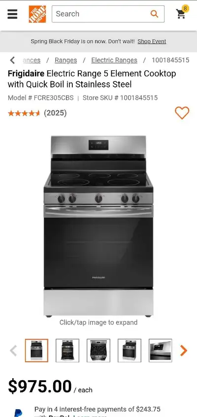 BRAND NEW Frigidaire 30" 5-Burner Electric Range (Never Used!!), View more