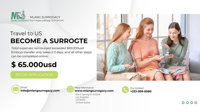 Start Today & Earn $65k+ Travel to US as a Surrogate! No exp req in Other in City of Toronto