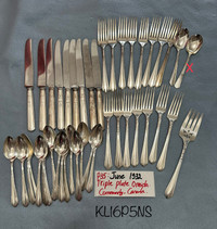Vintage 1932 June Nursery Pattern silver plated cutlery set Trip