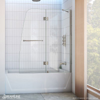 DreamLine Aqua 48" Hinged Tub Mount Shower Door Alcove Nickel