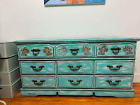 Solid wood hand painted dresser