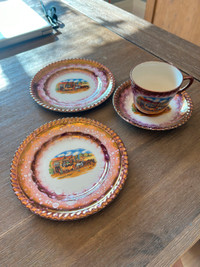 Gray's Pottery Dickens Days Teacup, Saucer and Dessert Plates