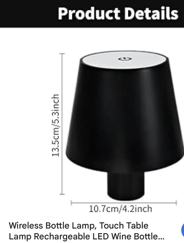 Wireless Bottle Lamp, Touch Table Lamp Rechargeable  in Indoor Lighting & Fans in Oshawa / Durham Region - Image 7
