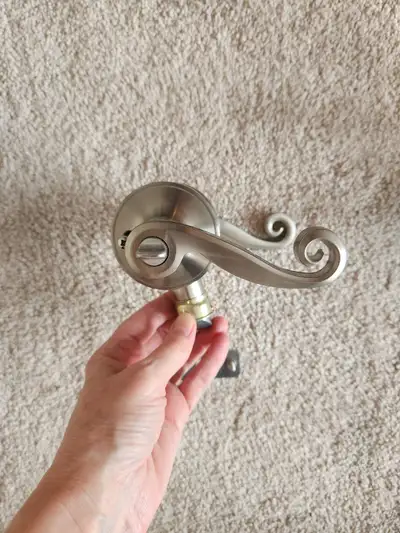 Brushed Nickel Metal Privacy Door Knob with Security Feature, View more