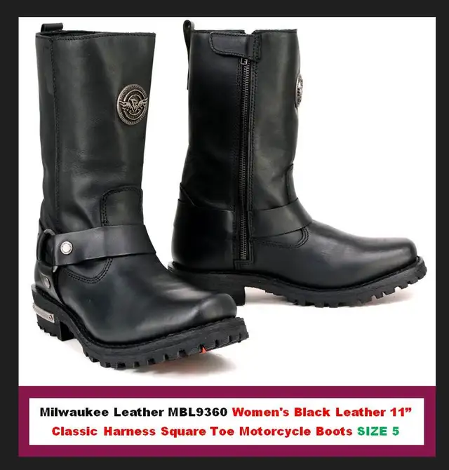 (NEW) Milwaukee Leather MBL9360 Women's Black Motorcycle Boots 5 in Women's - Shoes in City of Toronto - Image 2