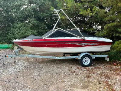 Bayliner 185 with galvanized trailer with new rubber. Black travel cover plus black Bimini top Good...