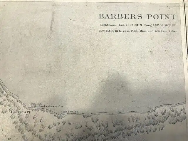 * Large paper map Hawaiian Islands, Oahu Harbours, 1891, Hawaii in Arts & Collectibles in City of Toronto - Image 9