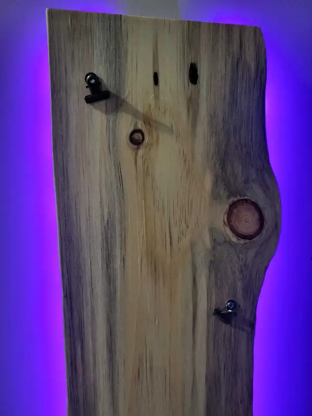 Live Edge Wooden Wall Mounted Jewelry Stand with LED Lights in Home Décor & Accents in Ottawa - Image 4