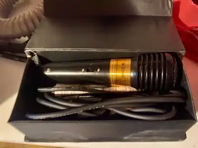 Two M-ZONE MC-360 professional dynamic microphones. Fairly light weight microphone that actually sou...