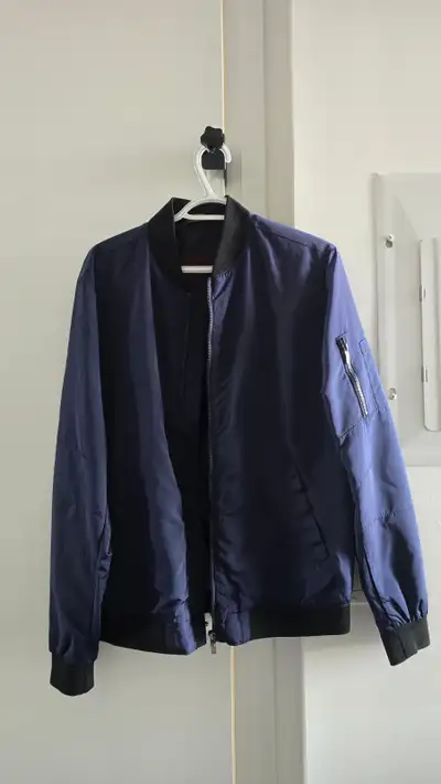 Zara Mens Navy Thin Bomber Jacket Size Large, View more