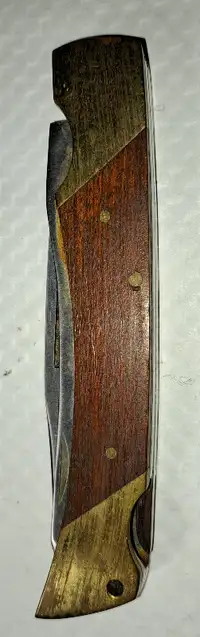 Vintage Folding Pocket Knife - Wood and Brass Handle