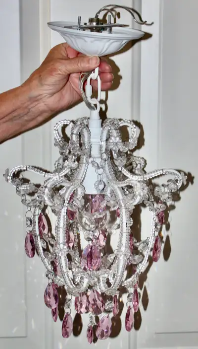 LARGE PINK CRYSTAL CHANDELIER, View more