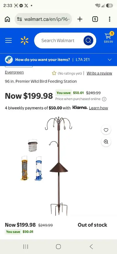 Brand new Evergreen 96" Bird Feeding Station, View more