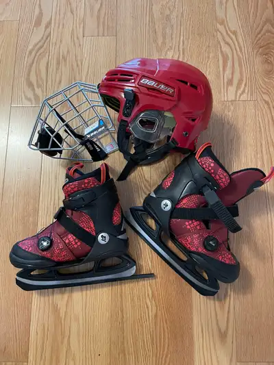 K2 adjustable kids skates (1-5) and Bauer helmet - exc, View more