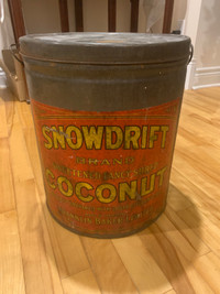 Large 25 LBS Antique Canadian Coconut Tin 