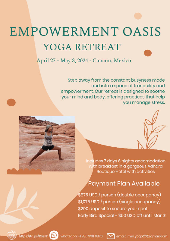 Empowerment Oasis Yoga Retreat - Apr 27-May 3, 2024 in Travel & Vacations in Comox / Courtenay / Cumberland