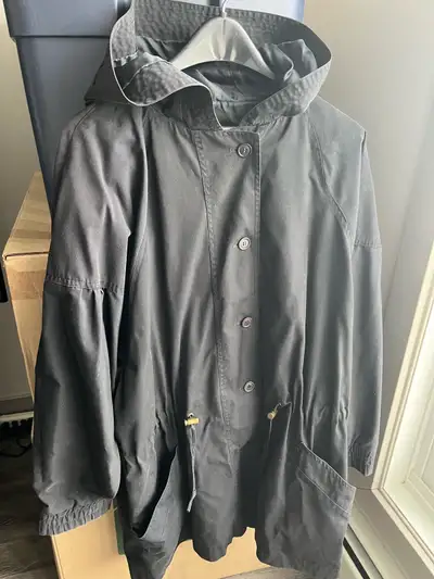 (Large) Ladies Black LINED 3/4 Length Button Up Washable, View more