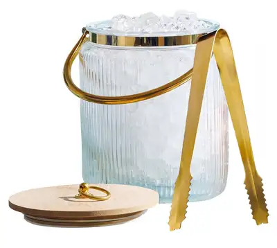 Glass Ice Bucket with Airtight Lid, Ice Tong Scooper and Handle, View more
