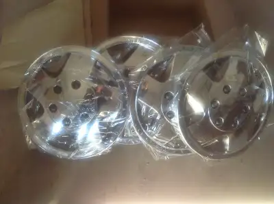 4 - New 16” truck, chrome plated wheel covers, $45.00 I can deliver to Saskatoon and Lloydminster.