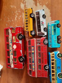 LOT OF 6 VINTAGE METAL BUSES