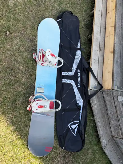 5’ Burton Snowboard, bindings + carrying bag, View more