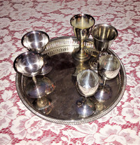 Silver plated glasses with tray