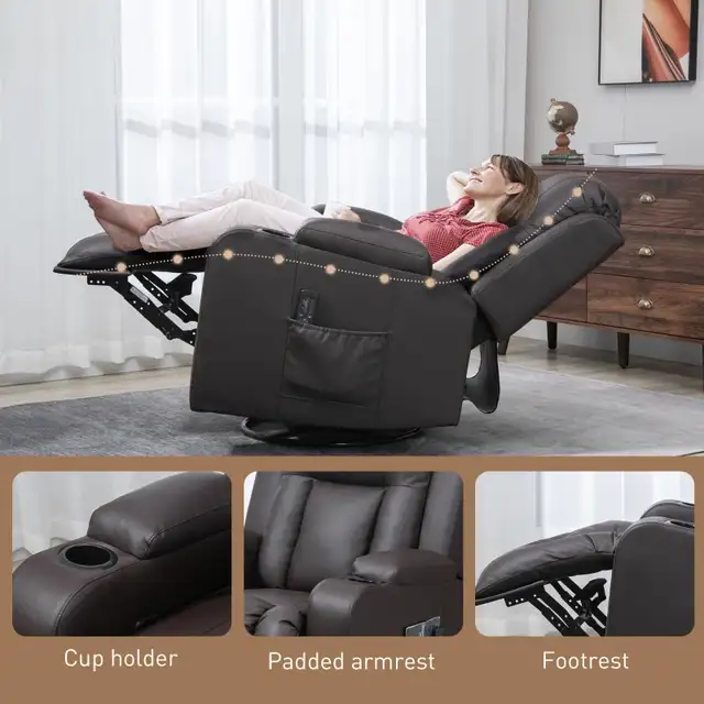 Overstuffed Manual recliner 360 swivel Massage Chair Rocker in Chairs & Recliners in Markham / York Region - Image 10