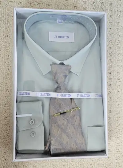 Men's Shirt with Necktie & Tie Pin (JT Collection) Size 17-1/2, View more