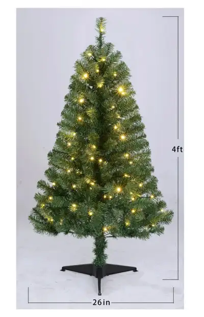 Holiday Time 4' Pre-Lit LED Color-Changing Concord Pine Christmas Tree, Green