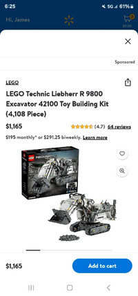 LEGO Technic Powered Up Liebherr R 9800 Excavator