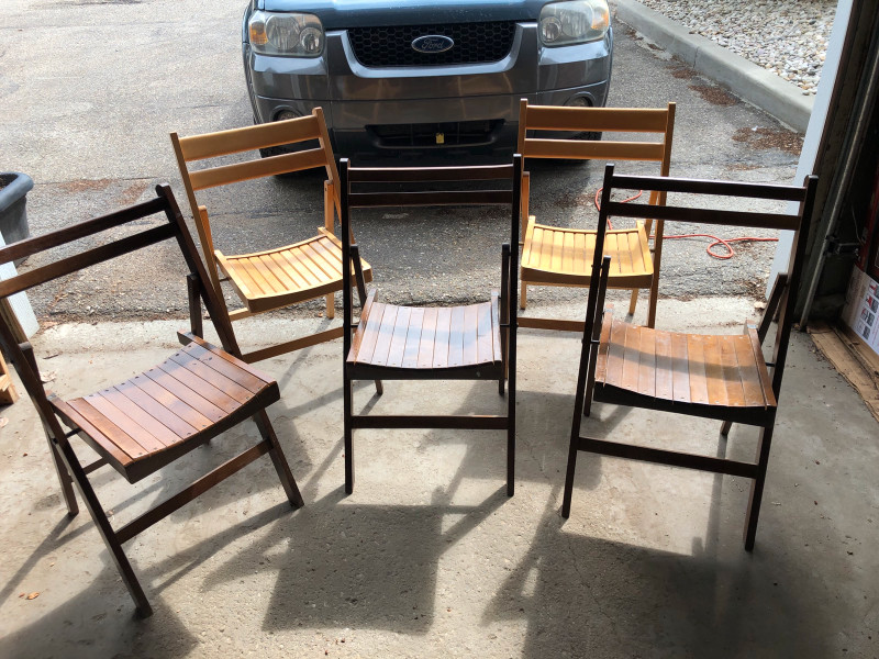 Vintage MCM slatted wood deck chairs Chairs & Recliners Edmonton