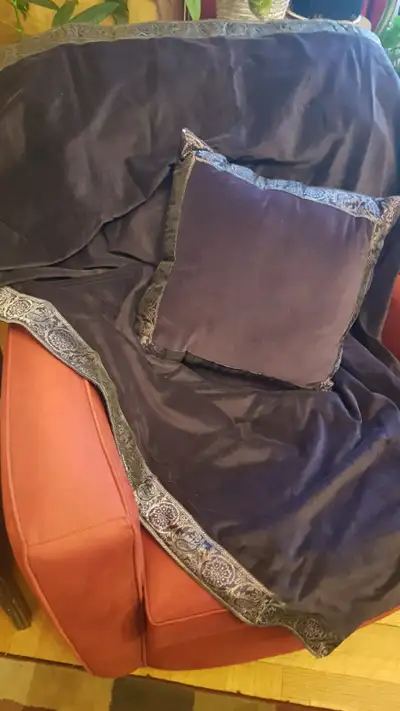 New 100% Cotton Velour Pillow and Throw Blanket - reduced price, View more