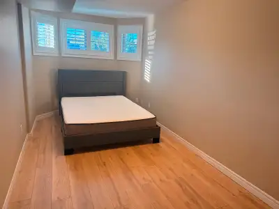 Furnished master size private room in basement available