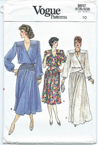 Vintage Sewing Pattern, Vogue 9517, Misses' Dress, Size 10