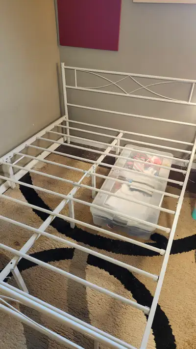 Wht 'double' bed frame, with head & foot board. $30  Pick up onl, View more