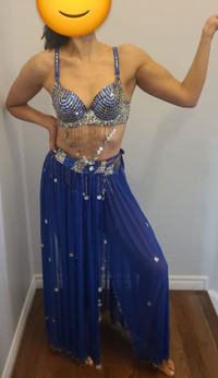 Egypt Royal Blue Belly Dancer Outfit - Skirt (fits all), Bra A-D