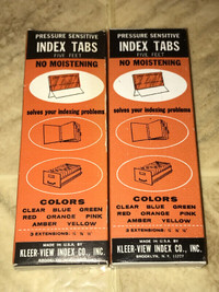 Vintage Kleer-View Index Co. Inc Index Tabs 3/8 Blue Green Boxes