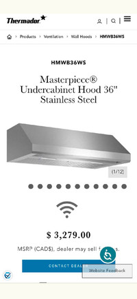 Thermador 36" Under cabinet hood fan and insert