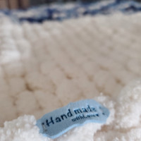 White and Blue Chunky Knit Blanket 45×50