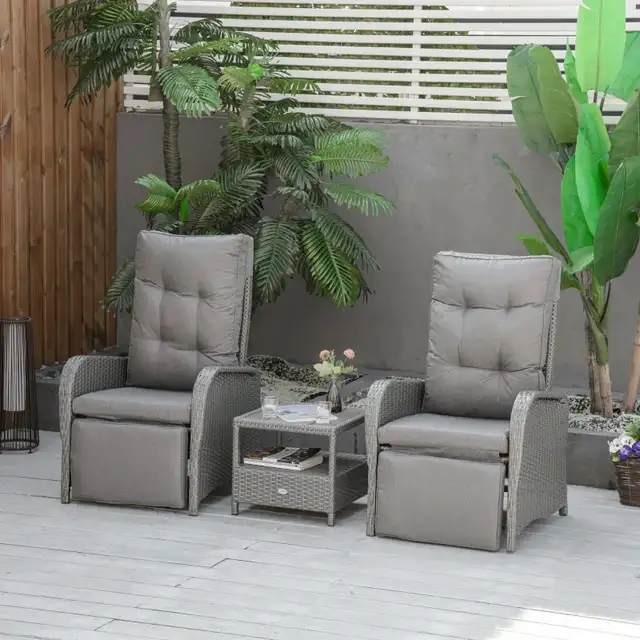 3 Pieces Patio Wicker Bistro Set, PE Rattan Coffee Table & Adjus in Patio & Garden Furniture in Markham / York Region - Image 3
