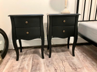 2 black end tables/ night stands, purchased at Winners. Both 125