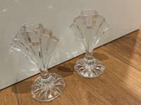 Funky Art Deco Crystal Candlestick Holders