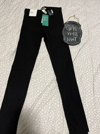 H and M Girls BLACK cotton 2 pack Leggings 11-12 - NWT