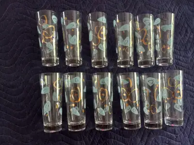 42 Piece Federal Turquoise Atomic Amoeba Boomerang Glasses, View more